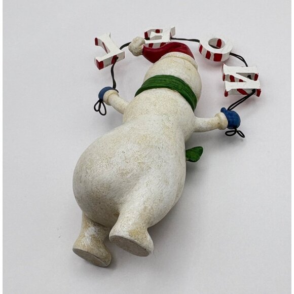 Vintage Snowman Christmas Figurine Holding Noel Sign Candy Cane Striped Letters - Picture 5 of 8